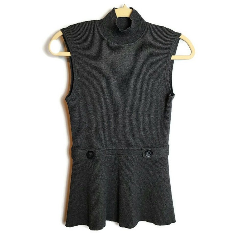 Verve Ami Gray Sleeveless Mock Turtleneck Sweater